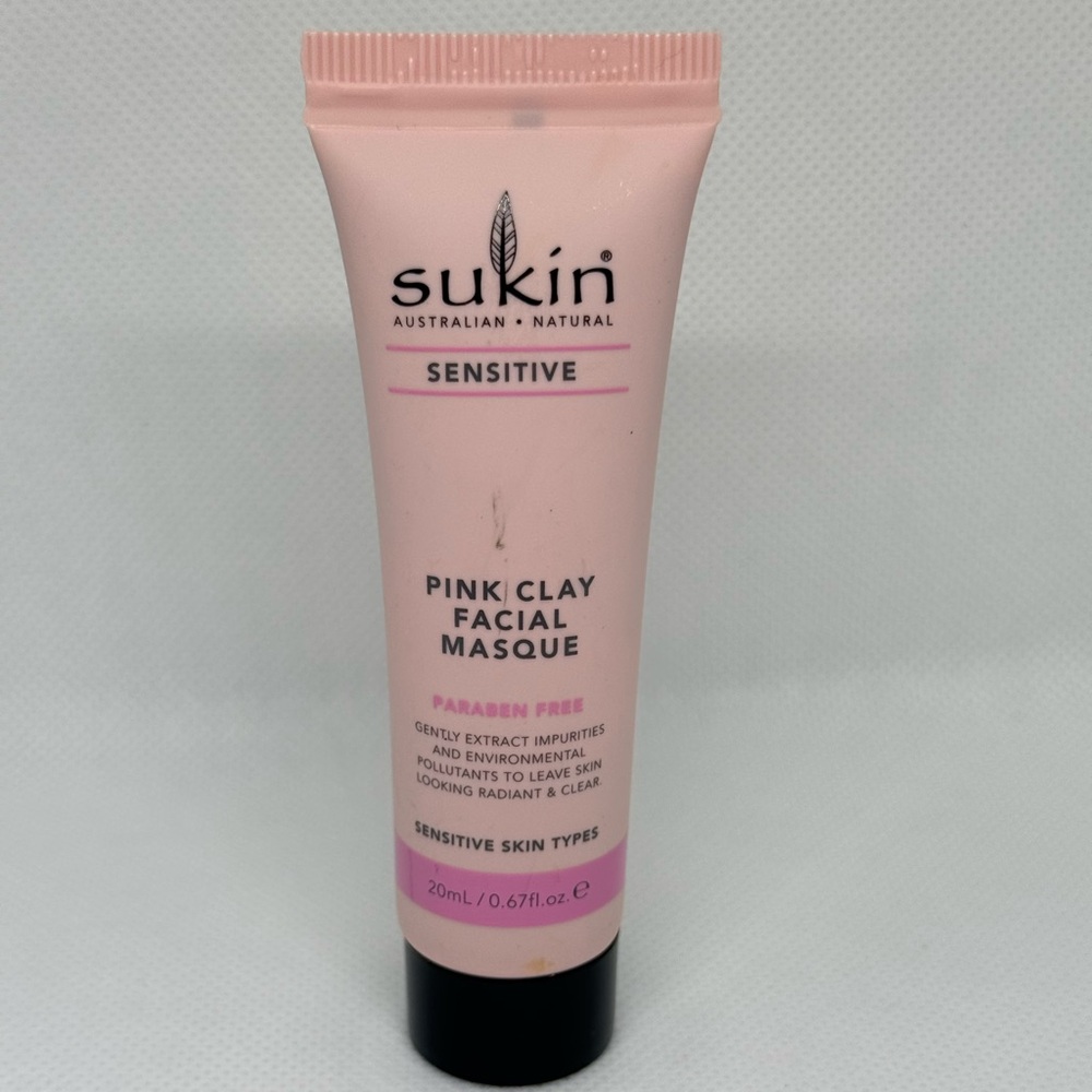 NEW Sukin Pink Clay Mask 20mL Travel Size – Sensitive Skin, Vegan,